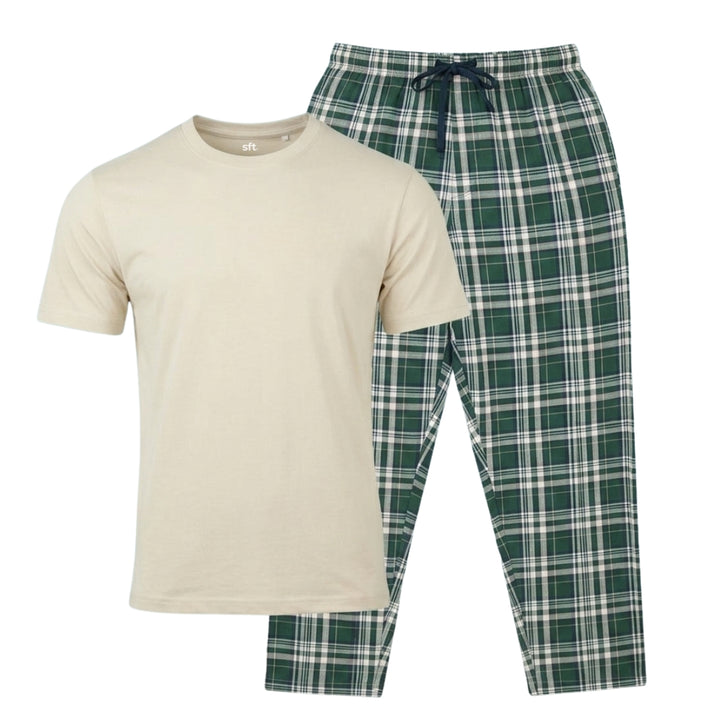 Cream Green Check PS - cross arms
