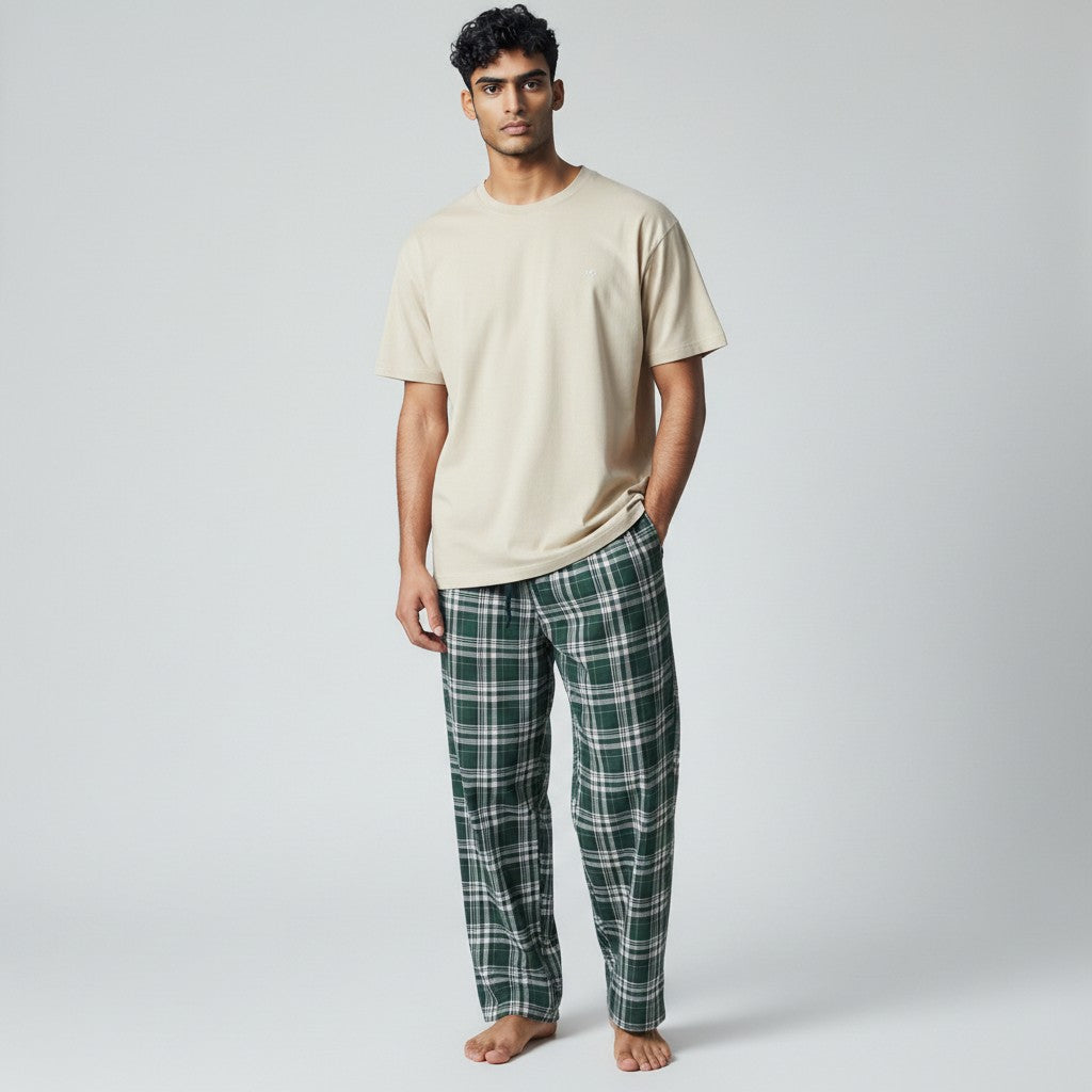 Cream Green Check PS - cross arms